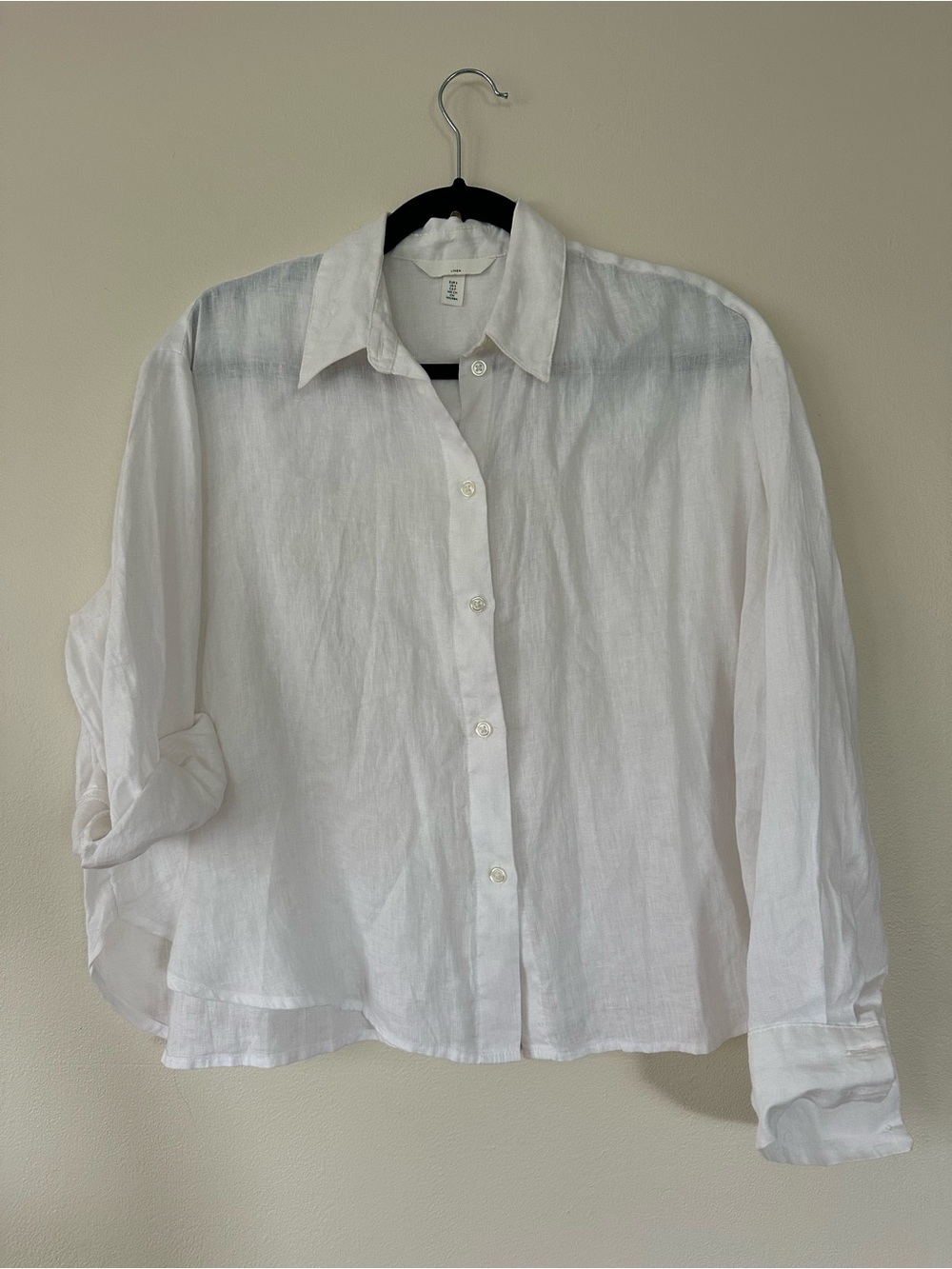 H&M White Linen Button-Front Shirt